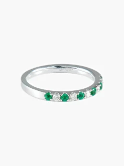 Demi-alliance Diamants Emeraudes