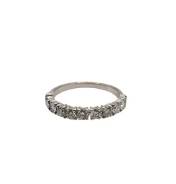 Demi-alliance or blanc 18 carats sertie de diamants