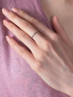 Demi-alliance Or blanc Diamants