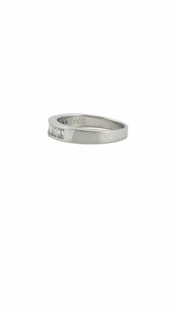 Demi-Alliance or blanc diamants baguettes