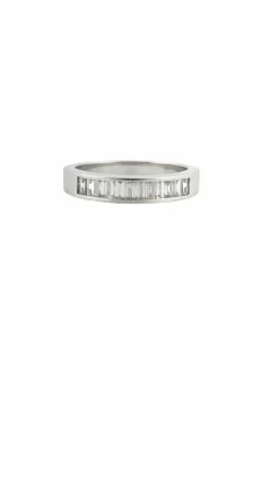 Demi-Alliance or blanc diamants baguettes