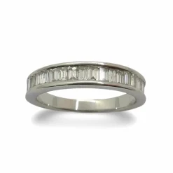 Demi-alliance or blanc et diamants 1,5 ct