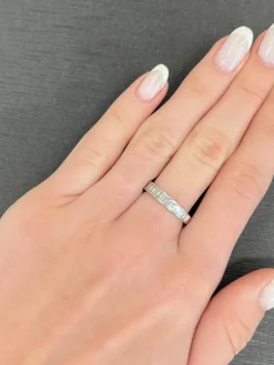 Demi-alliance or blanc et diamants 1,5 ct