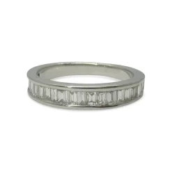 Demi-alliance or blanc et diamants 1,5 ct