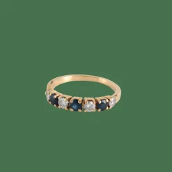 Demi-alliance or jaune Diamants Saphirs