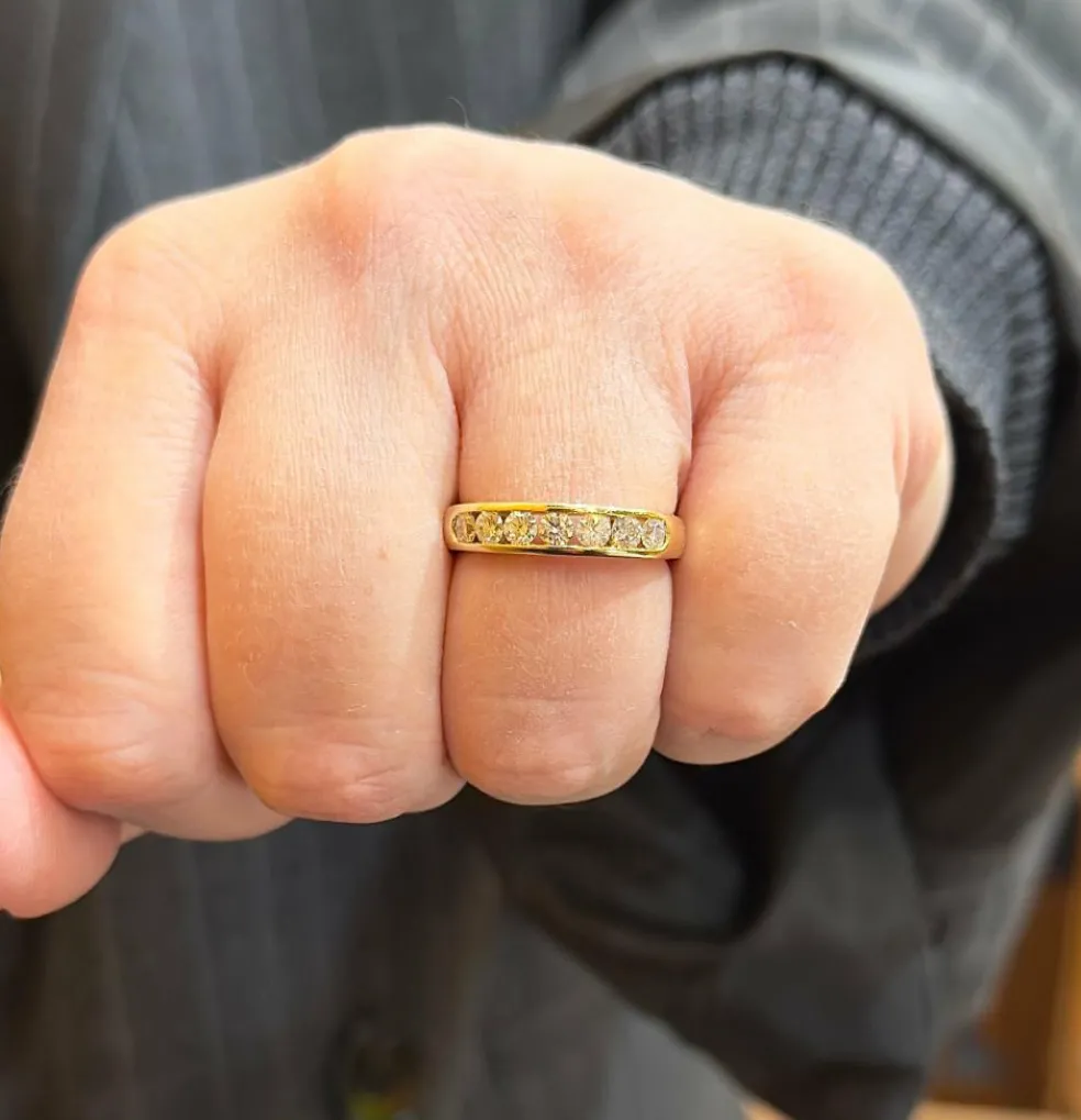 Demi-Alliance or jaune diamants