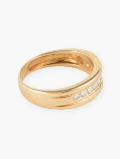 Demi-Alliance or jaune et diamants
