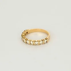 Demi-Alliance or jaune et diamants