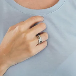 DINH VAN - Bague Seventies or gris diamants