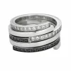 DINH-VAN - Spirale - Bague or blanc, diamants noirs et diamants