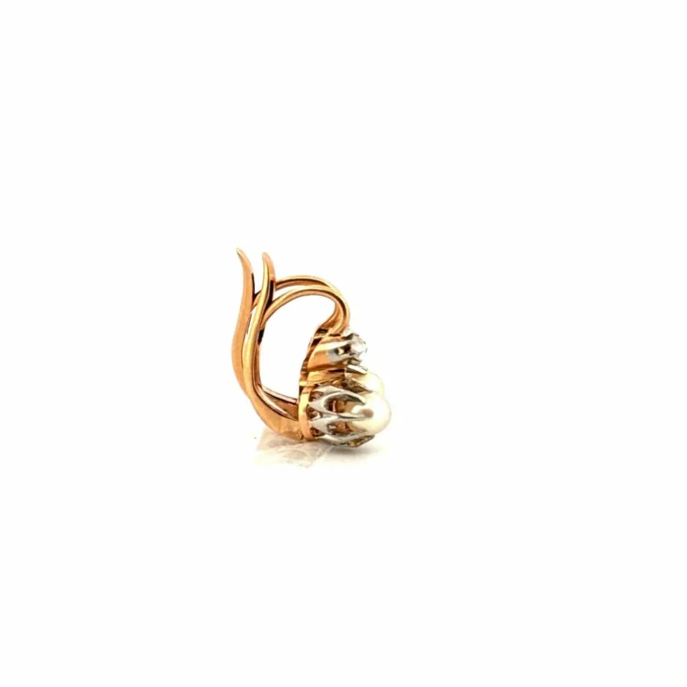 Dormeuse Or Jaune 18k Perles & Diamants