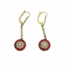 Dormeuses anciennes à pendeloques en or jaune, rubis, diamants, perle