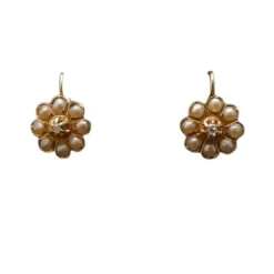 Dormeuses anciennes Diamant et Perles Fines