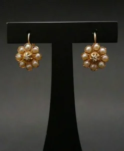 Dormeuses anciennes Diamant et Perles Fines