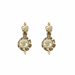 Dormeuses anciennes en or 18K et diamants