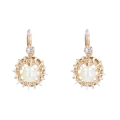 Dormeuses anciennes or rose perle et diamant