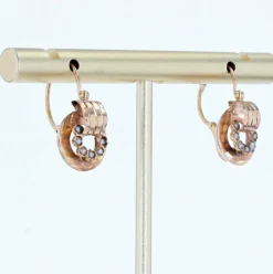 Dormeuses anciennes or rose perles fines