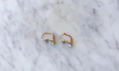 Dormeuses Art Déco Or rose et blanc et Diamants 0.90 Ct