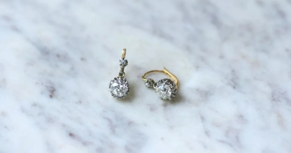 Dormeuses diamants 2,45 Cts, ors et platine