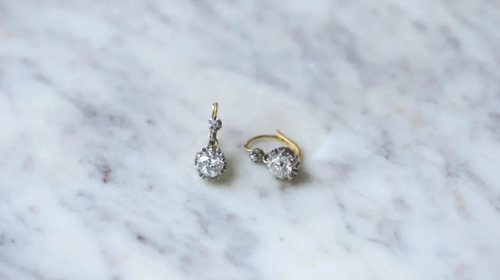 Dormeuses diamants 2,45 Cts, ors et platine
