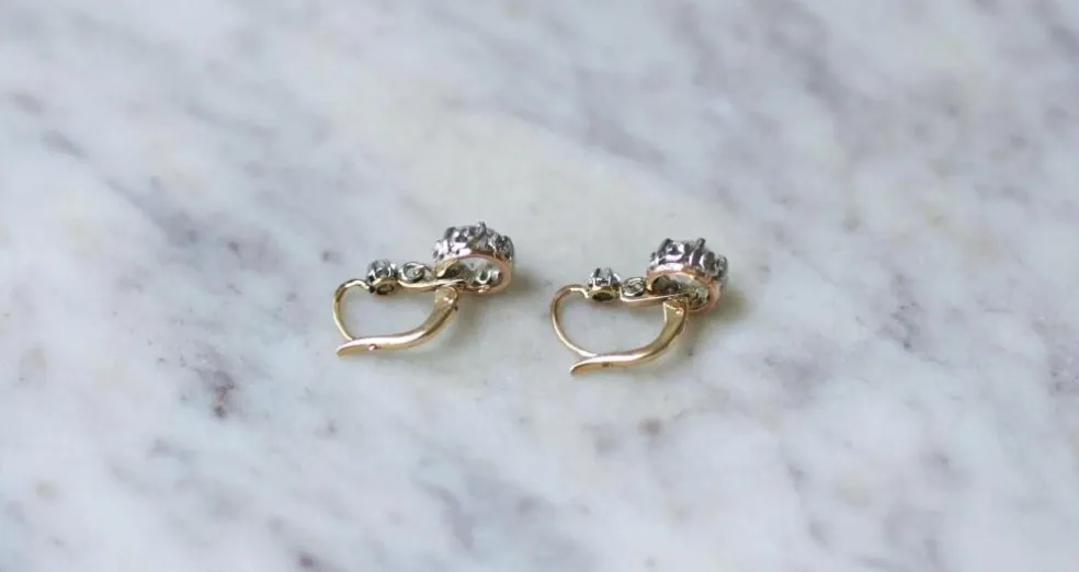 Dormeuses diamants 2,45 Cts, ors et platine
