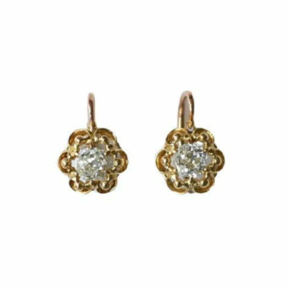 Dormeuses Diamants taille ancienne coussin 1.40 Ct
