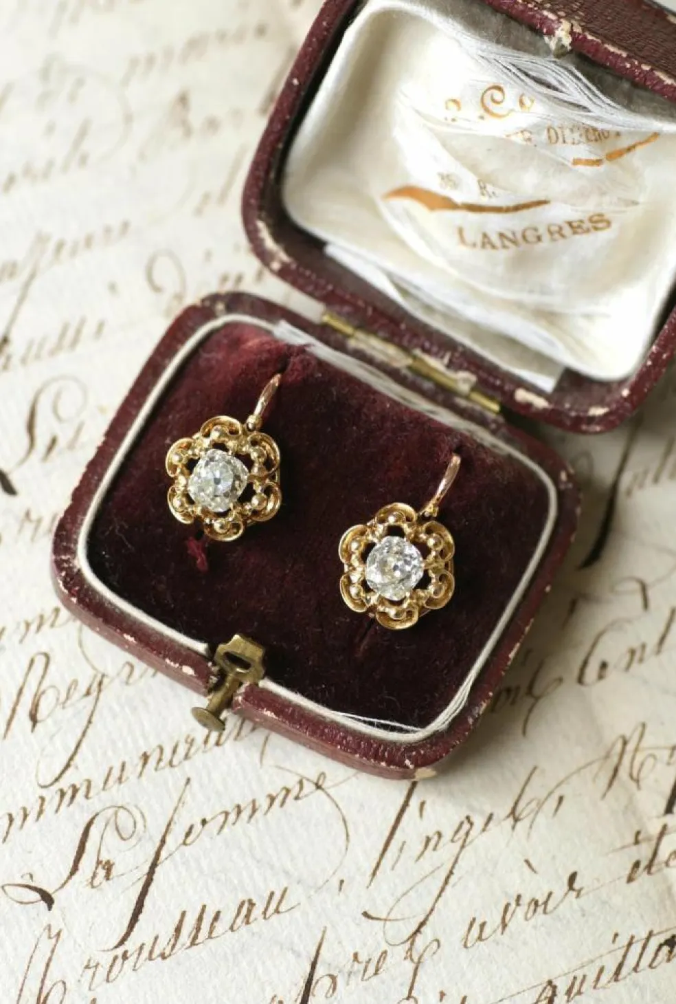 Dormeuses Diamants taille ancienne coussin 1.40 Ct