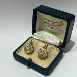 Dormeuses diamants taille ancienne or jaune