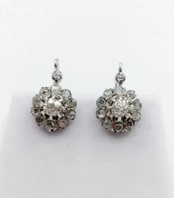 Dormeuses marguerite antique or blanc diamants