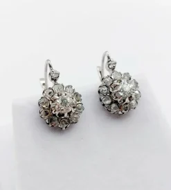 Dormeuses marguerite antique or blanc diamants