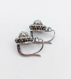 Dormeuses marguerite antique or blanc diamants