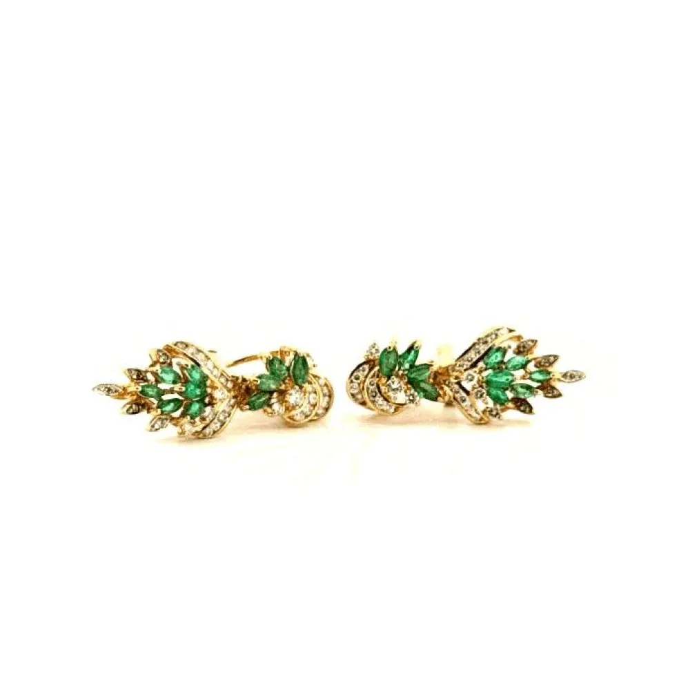 Dormeuses Or Jaune 18k Émeraudes & Diamants