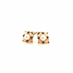 Dormeuses Or Jaune 18k Perle & Topaze