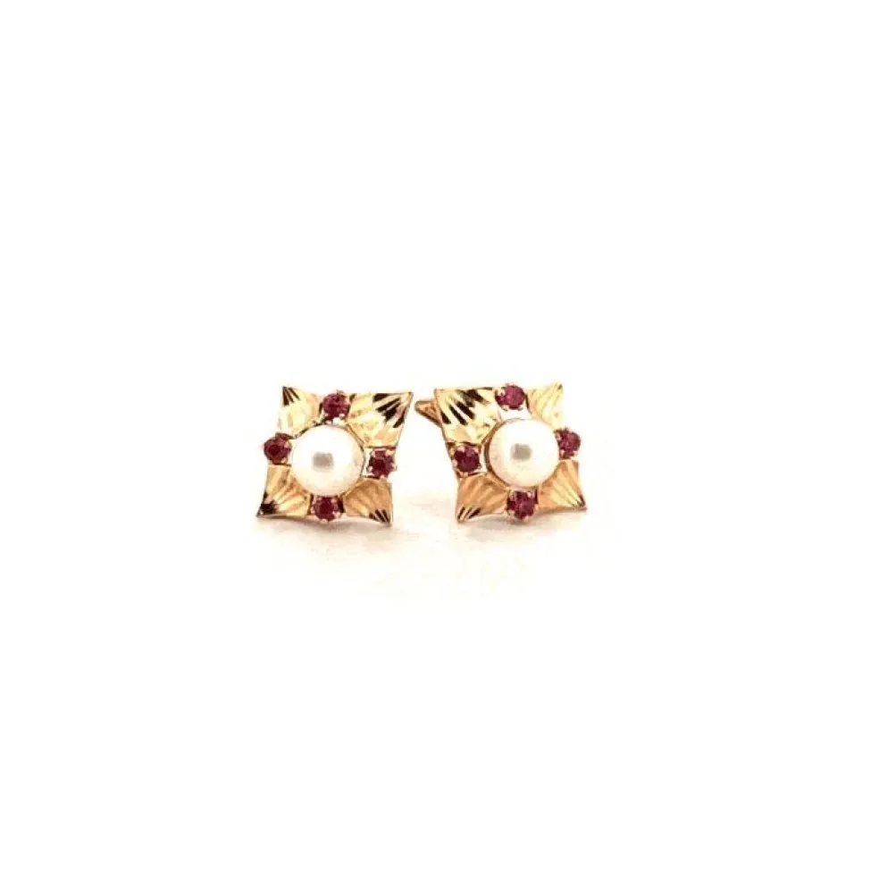 Dormeuses Or Jaune 18k Perle & Topaze