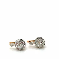 Dormeuses or rose et diamant - Année 1900