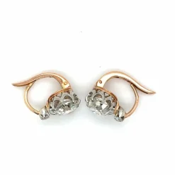 Dormeuses or rose et diamant - Année 1900