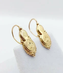 Dormeuses victoriennes poissardes or rose, goutte et décorations ciselées (circa 1880)