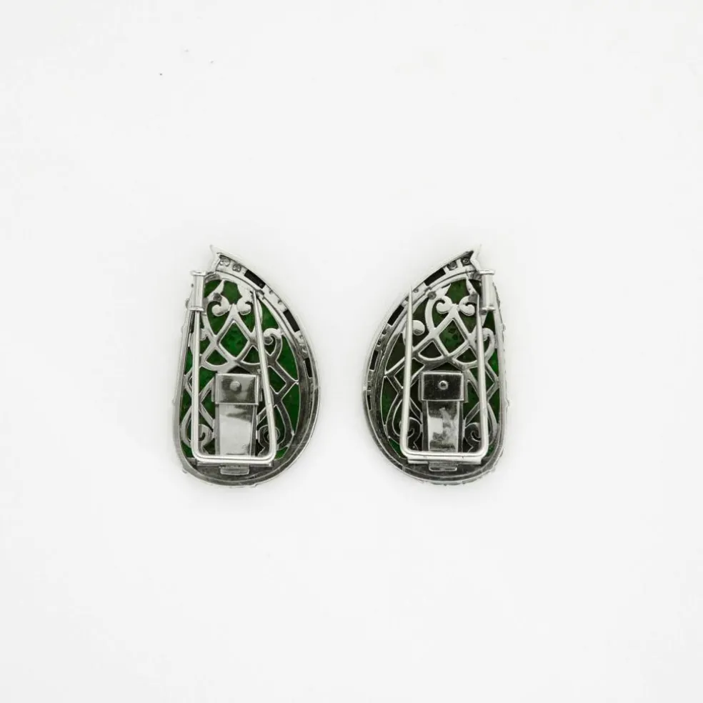 Double clip Art Déco Jade Onyx Diamants