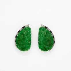 Double clip Art Déco Jade Onyx Diamants