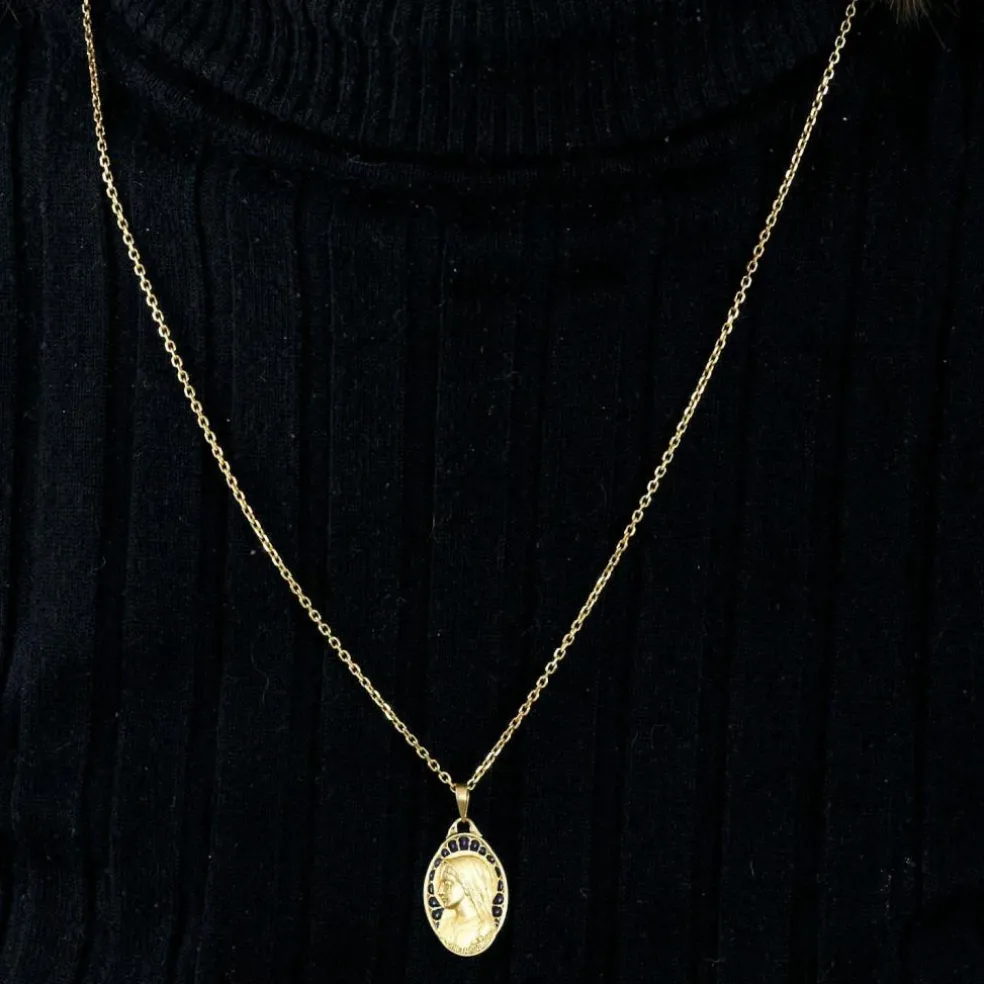 DROPSY - Médaille de la Vierge en or et émail plique-à-jour