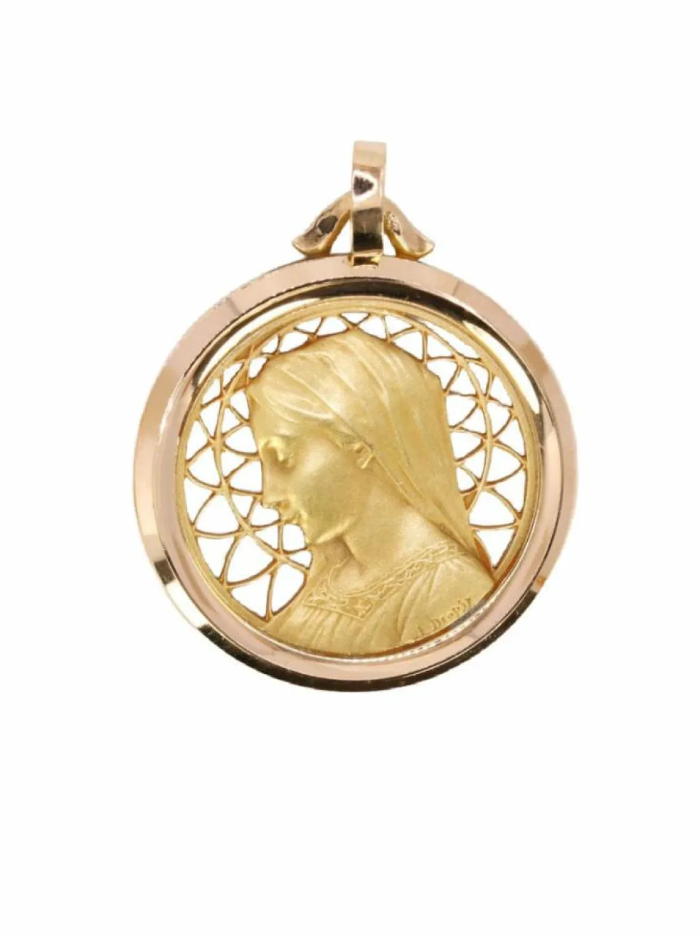 DROPSY Médaille vintage Vierge de profil or jaune