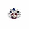 Duo de bagues or blanc diamants saphirs rubis