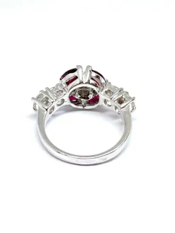 Duo de bagues or blanc diamants saphirs rubis