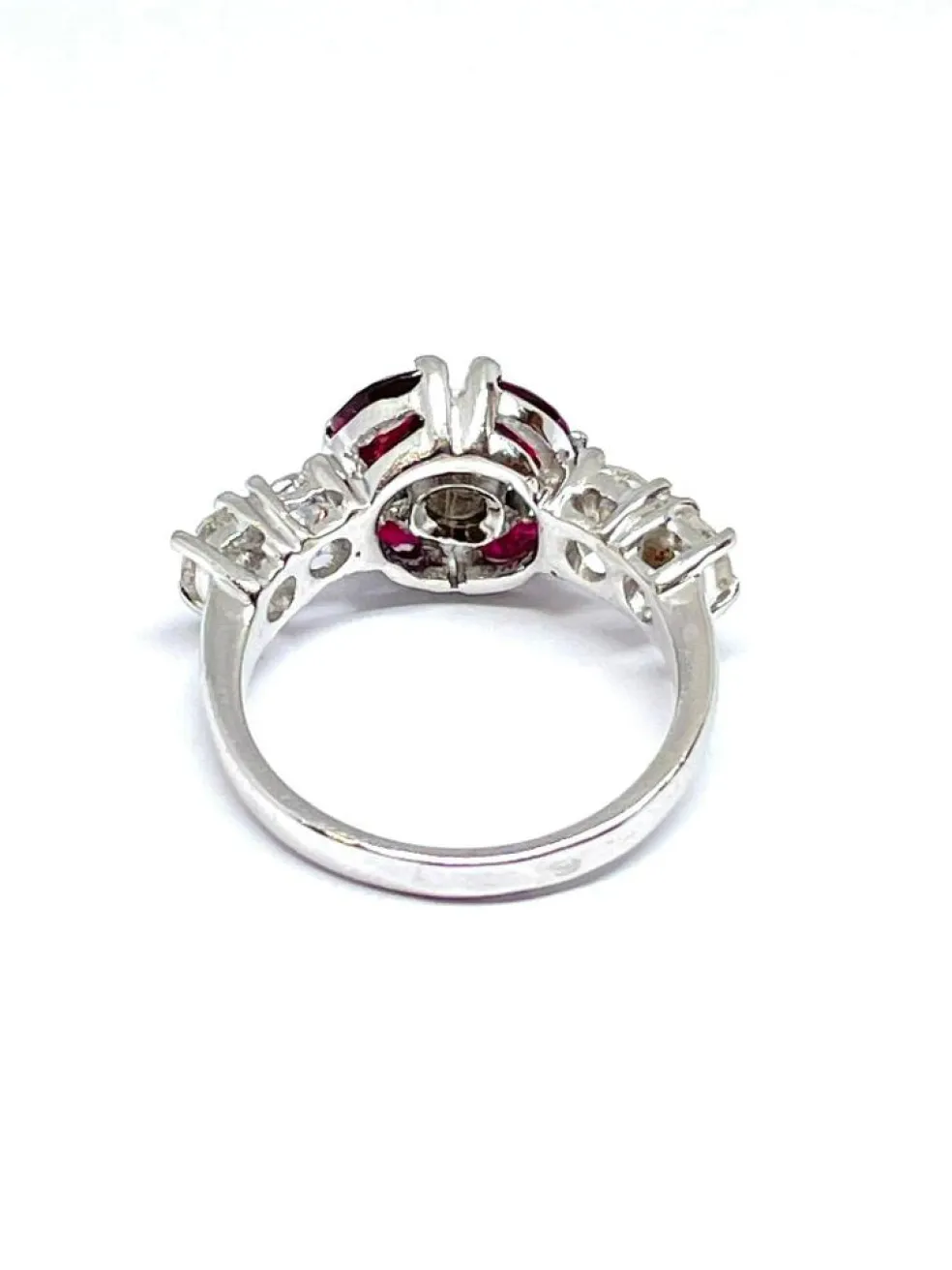 Duo de bagues or blanc diamants saphirs rubis