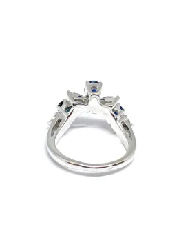 Duo de bagues or blanc diamants saphirs rubis