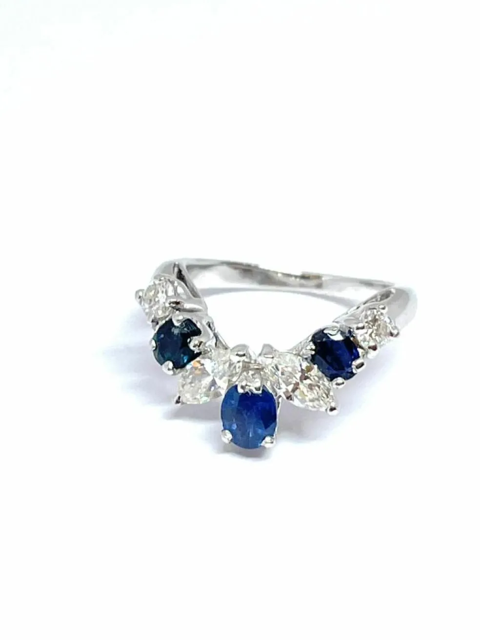 Duo de bagues or blanc diamants saphirs rubis