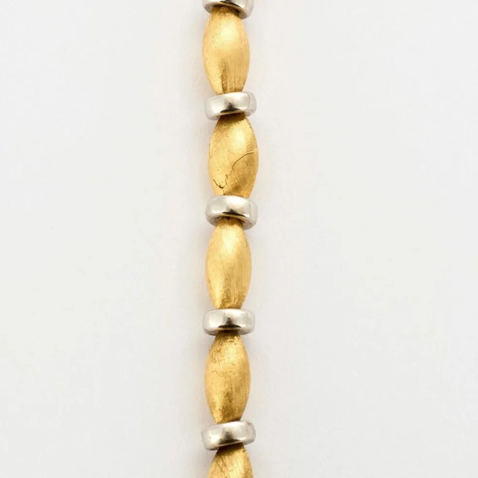 Elégant Collier Or jaune Guilloché et Perles d'Or Gris
