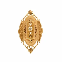 Elégante Broche-Pendentif Napoléon III Or Rose Diamant et Perles