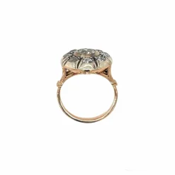 Ensemble bague et boucles d'oreilles victoriennes en or et argent avec diamants