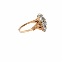 Ensemble bague et boucles d'oreilles victoriennes en or et argent avec diamants